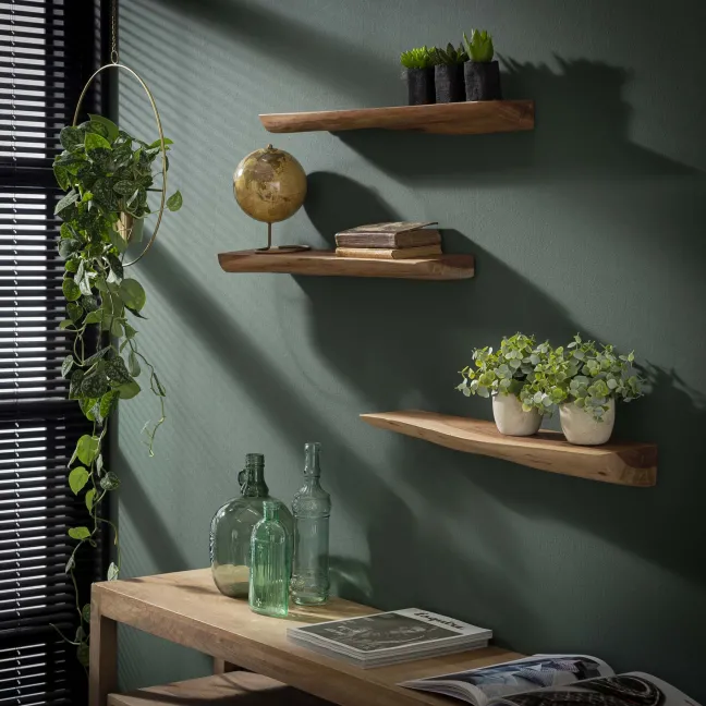 Rubjerg Design Wandregal Edge 3er Set Akazie massiv natur