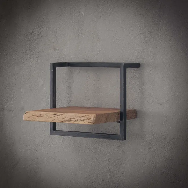 Rubjerg Design Wandregal Edge 40cm Metall/Akazie massiv natur