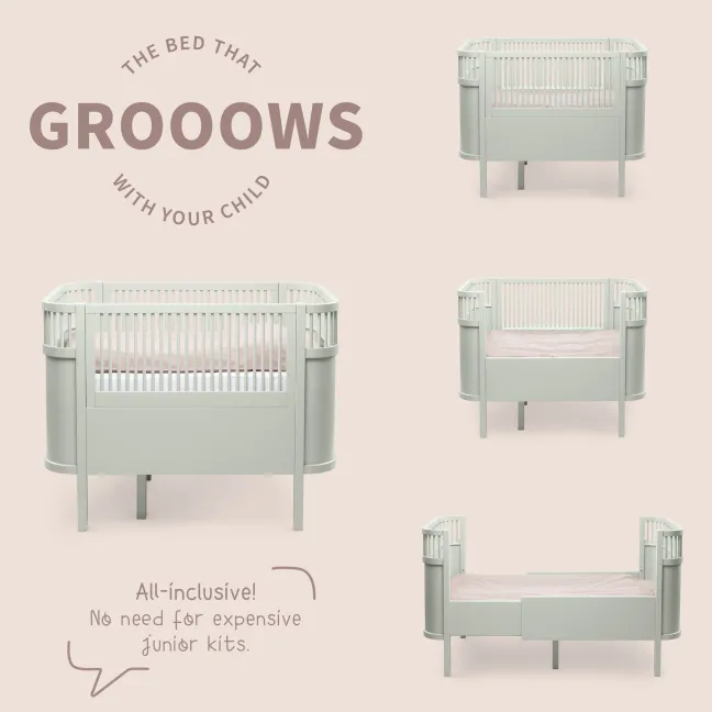 Sebra Baby- & Juniorbett mist green FSC™