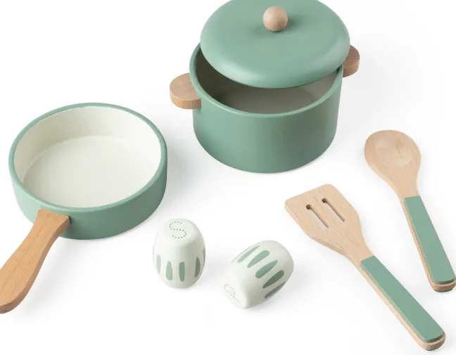 Sebra Spielküche Topf und Pfannen-Set aus Holz