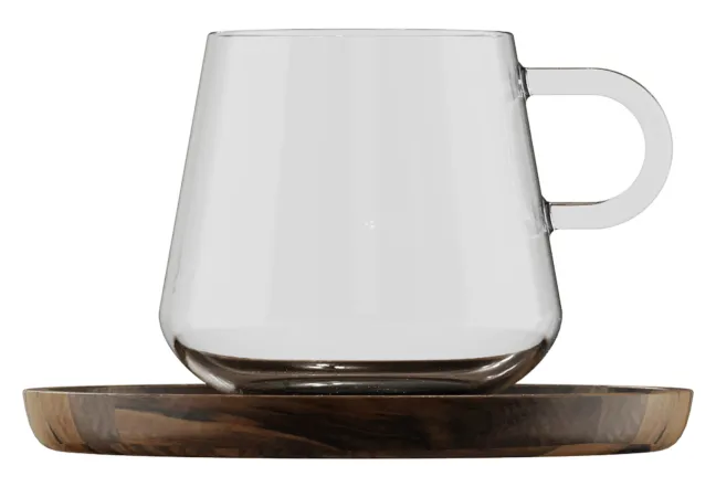 SIEGWERK Espressotassen Set mit Untersetzer Walnussholz