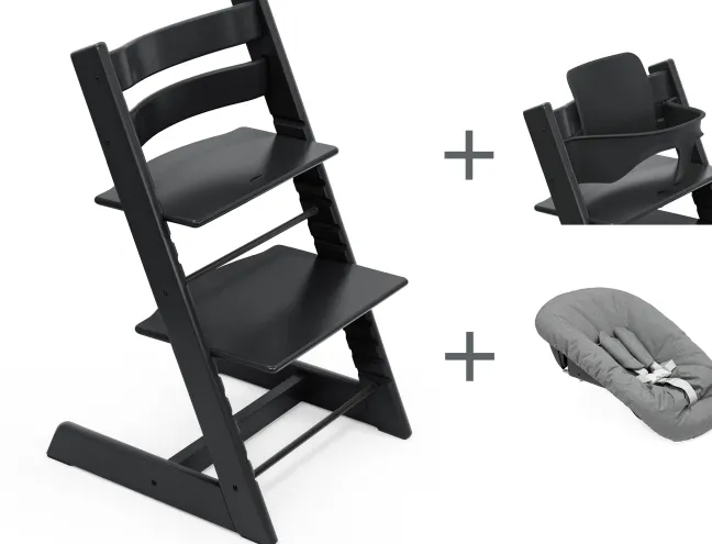 STOKKE® Mega Set Tripp Trapp® schwarz + Babyset² schwarz + Newbornset anthrazit