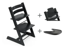 STOKKE® Mega Set Tripp Trapp® schwarz + Babyset² schwarz + Tray Tisch schwarz