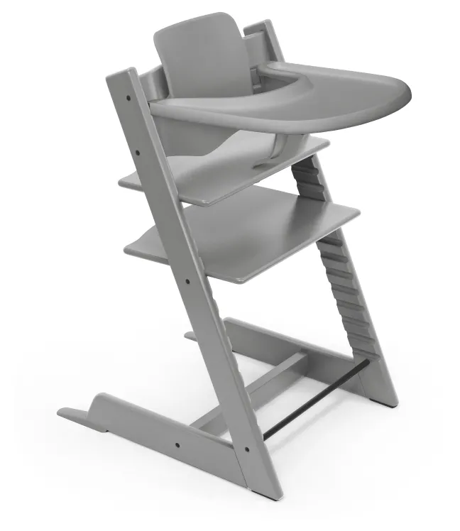 STOKKE® Mega Set Tripp Trapp® Storm grey + Babyset² Storm grey + Tray Tisch storm grey