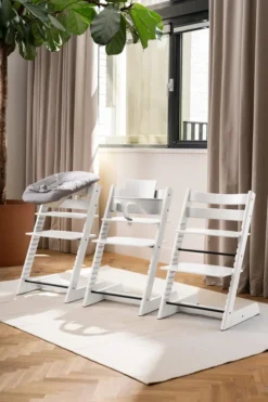 STOKKE® Mega Set Tripp Trapp® weiß transparent + Babyset² weiß + Tray Tisch weiß