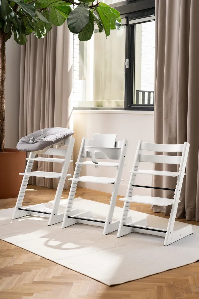 STOKKE® Mega Set Tripp Trapp® weiß transparent + Babyset² weiß + Tray Tisch weiß