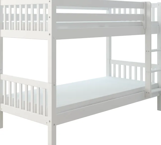 THUKA Nordic Etagenbett Crossbar mit gerader Leiter weiß