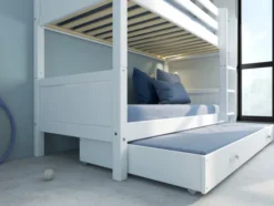 THUKA Nordic Etagenbett Romantic mit gerader Leiter und Gästebett weiß