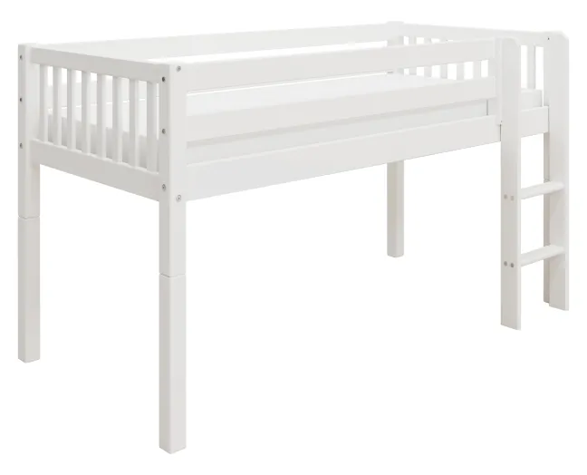 THUKA Nordic halbhohes Bett Crossbar mit gerader Leiter weiß