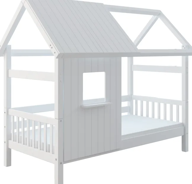 THUKA Nordic Hausbett Crossbar mit halb geschlossener Front und Dachpanele weiß