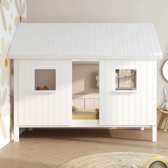 THUKA Nordic Hausbett Romantic mit geschlossener Front und Dachpanele weiß