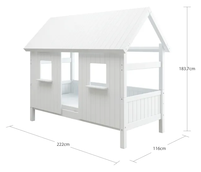 THUKA Nordic Hausbett Romantic mit geschlossener Front und Dachpanele weiß