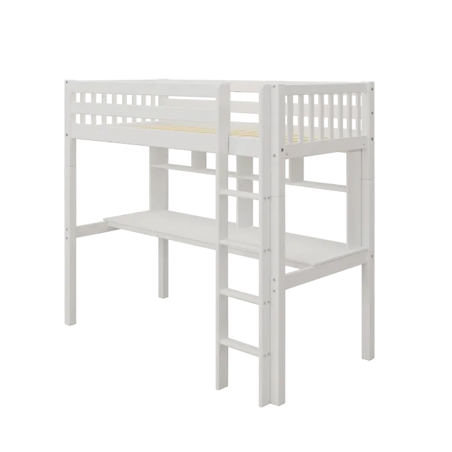 THUKA Nordic Hochbett Crossbar mit Schreibtisch und Regal weiß