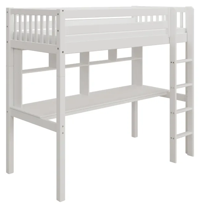 THUKA Nordic Hochbett Crossbar mit Schreibtisch und Regal weiß