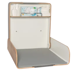 Timkid KAWAmaxi Wickeltisch modern design Edelstahl/Eiche Dekor/anthrazit