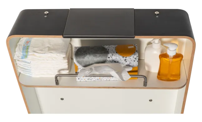 Timkid KAWAmaxi Wickeltisch modern design Edelstahl/Eiche Dekor/anthrazit
