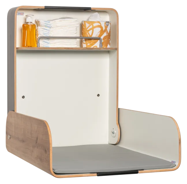 Timkid KAWAmidi Wickeltisch modern and slim anthrazit/Eiche Dekor/anthrazit