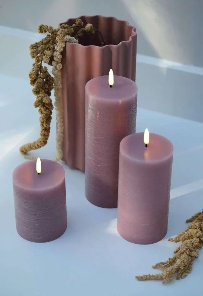 UYUNI LED Kerze Rustic 7,8x20 cm Dusty rose Sale