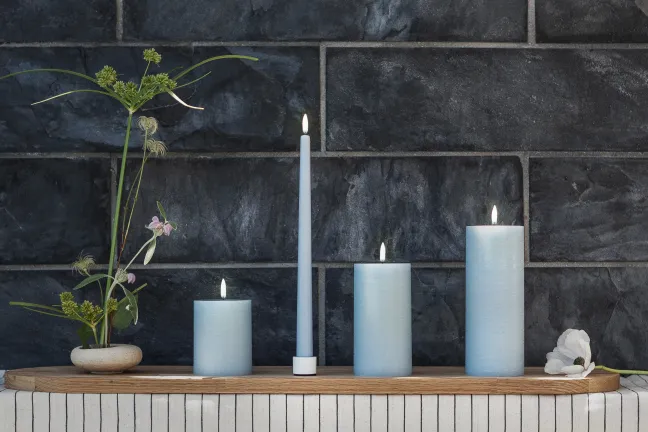 UYUNI LED Kerze Rustic 7,8x10 cm Sky Blue