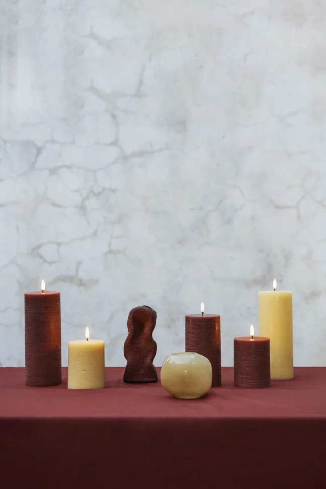 UYUNI LED Kerze Rustic 7,8x20 cm Terracotta