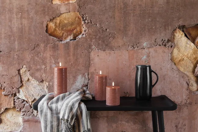 UYUNI LED Kerze Rustic 7,8x20 cm Terracotta
