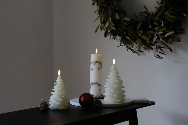 UYUNI LED Kerze Weihnachtsbaum Smooth 10x15 cm Ivory