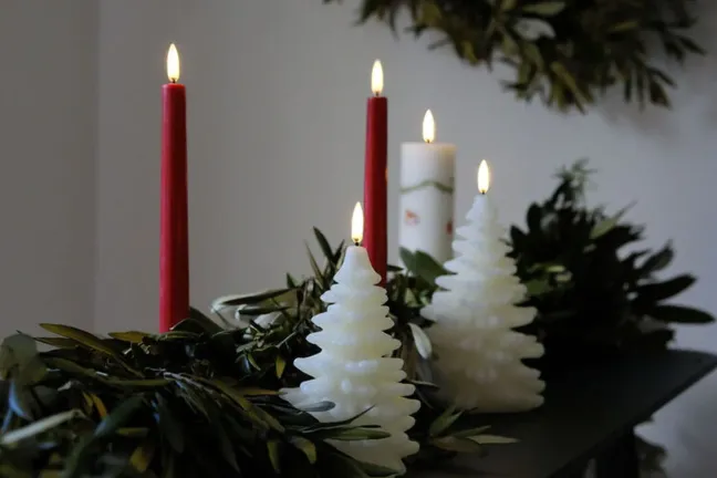 UYUNI LED Kerze Weihnachtsbaum Smooth 10x15 cm Ivory