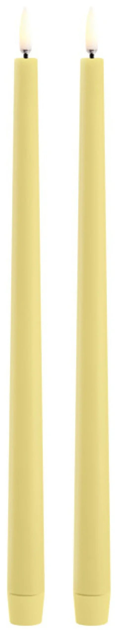 UYUNI LED Stabkerze Slim (2 Stück) Smooth 2,3x32 cm Wheat Yellow