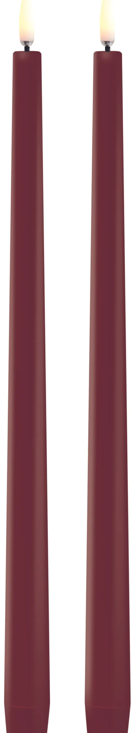 UYUNI LED Stabkerze Slim (2 Stück) Smooth 2,3x32 cm Carmine red