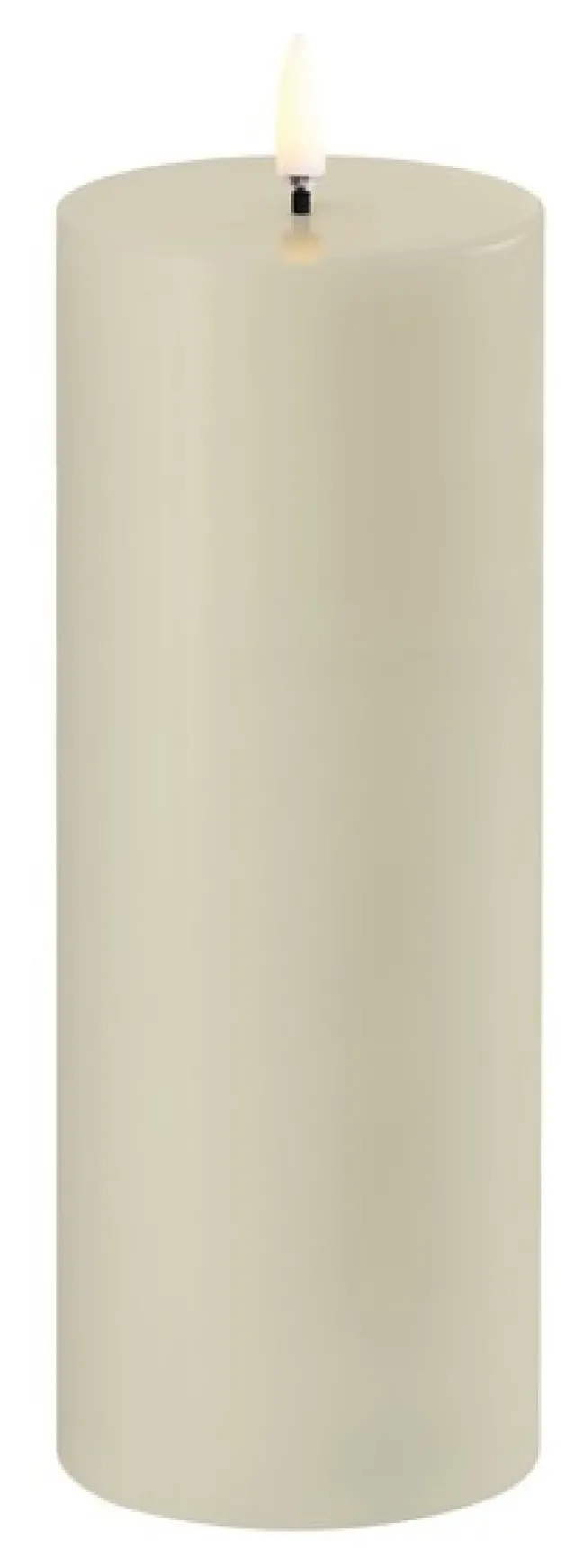 UYUNI LED Stumpenkerze Smooth 7,8x20 cm Oyster Grey