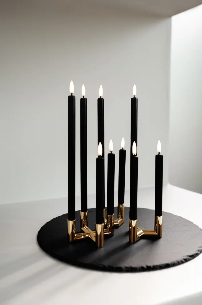 UYUNI Matrix Kerzenständer für 3 Mini Stabkerzen Warm brass