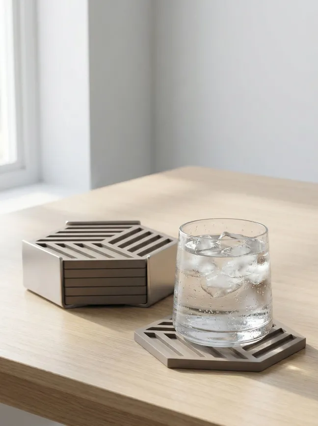 ZONE Denmark Glasuntersetzer Hexagon 6 Stück Taupe